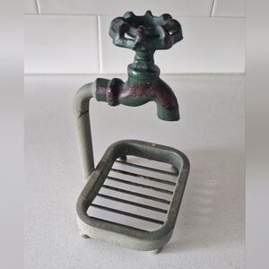 Cast Iron Water Faucet Soap Dish Vintage Country Farmhouse Garden Decor